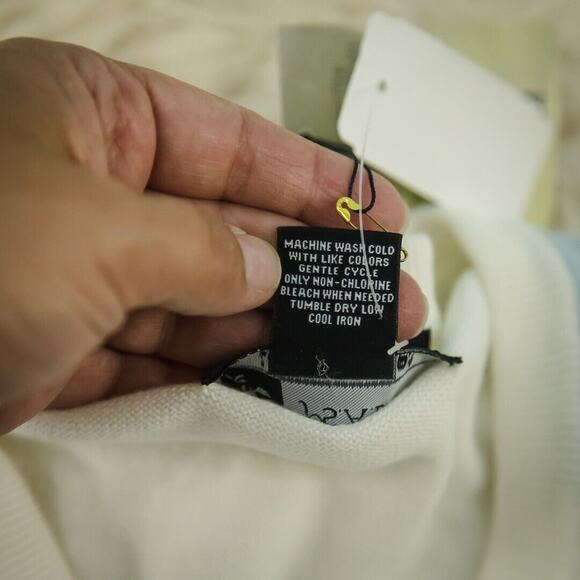 Jos A Bank Size XL Leadbetter Golf White Blue Argyle Crew Neck Cotton Sweater - Picture 5 of 6